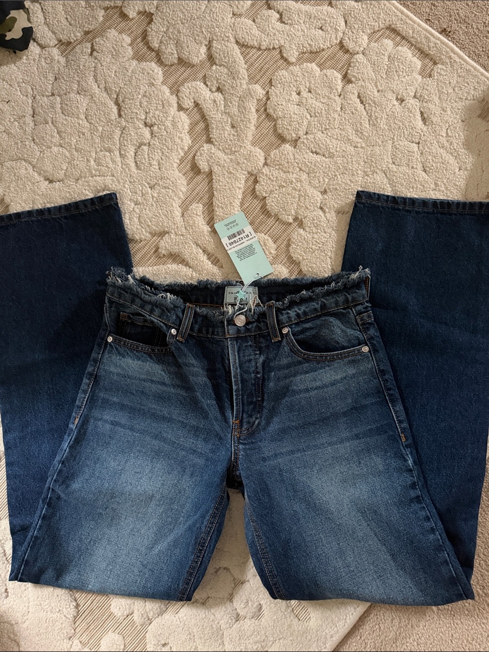 REVICE Raw-Hem baggy Dark Blue Denim Jeans nwt